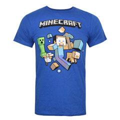Dečija majica Minecraft - Runaway Royal Blue (11-12 god)