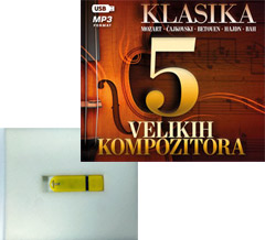 Klasika: 5 velikih kompozitora - Mocart - Čajkovski - Betoven - Hajdn - Bah - kompilacija (MP3 na USB flash drajvu)
